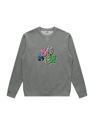 Men's Logo Graphic Sweatshirt Gray SW23PTS04GE - SOLEW - BALAAN 1