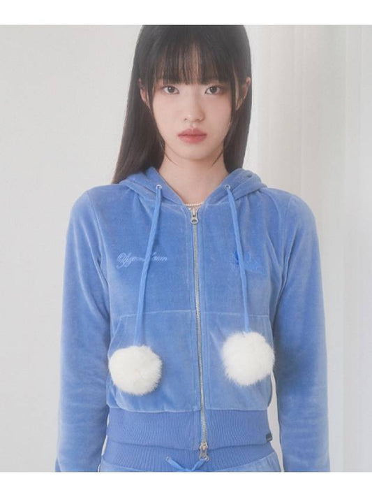 Velvet Bing Bong Training Hooded Jacket Blue - ZIZEMUSEUM - BALAAN 1