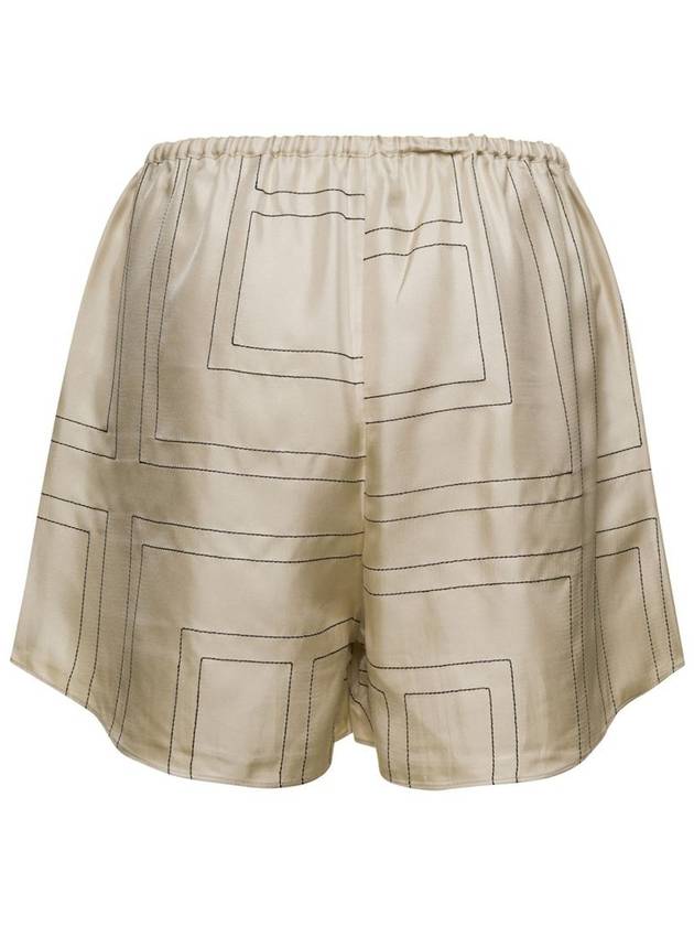 Monogram Silk Pyjamas Shorts Ivory - TOTEME - BALAAN 3