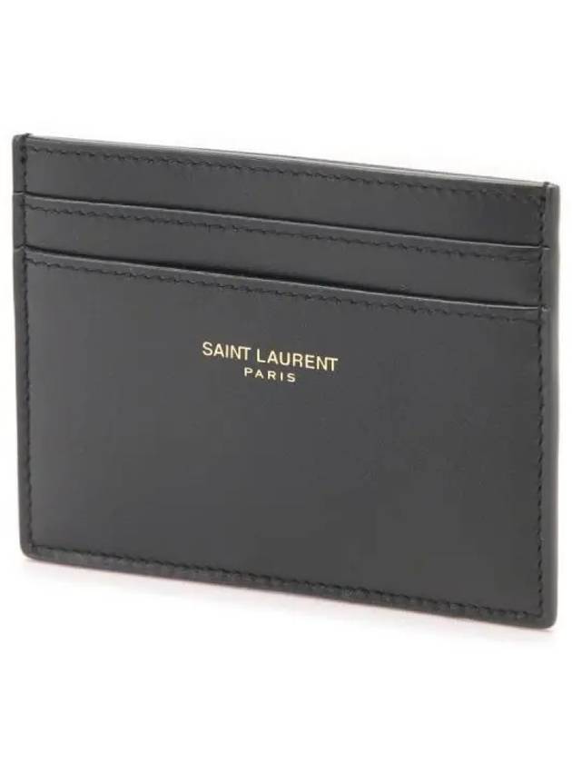 Paris Shiny Leather Card Wallet Black - SAINT LAURENT - BALAAN 2