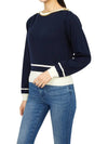 Boat Neck Knit Top Navy - GUCCI - BALAAN 6