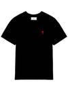 Small Heart Logo Short Sleeve T-Shirt Black - AMI - BALAAN 2