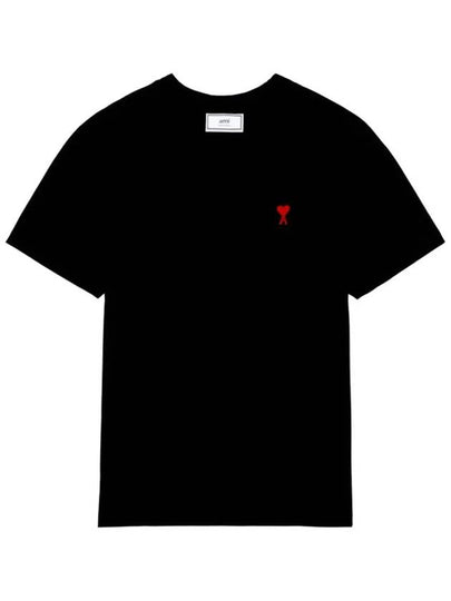 Small Heart Logo Short Sleeve T-Shirt Black - AMI - BALAAN 2