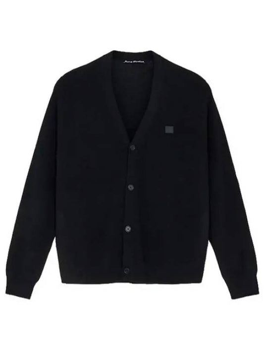 Keve Face Wool V-neck Cardigan Black - ACNE STUDIOS - BALAAN 2