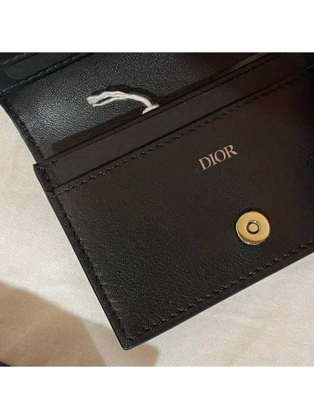 Oblique Jacquard Business Card Wallet Beige Black - DIOR - BALAAN 3