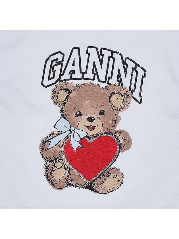 Basic Jersey Bear Print Short Sleeve T-Shirt White - GANNI - BALAAN 6