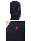 Red Heart Logo Merino Wool Cardigan Navy - AMI - BALAAN 7