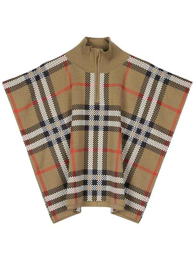 Kids Vintage Check Half Neck Wool Cape Coat Beige - BURBERRY - BALAAN 2