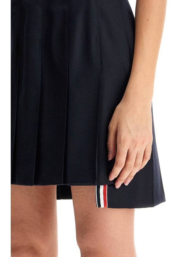 RMB Wool Mini Pleated Skirt Navy - THOM BROWNE - BALAAN 5