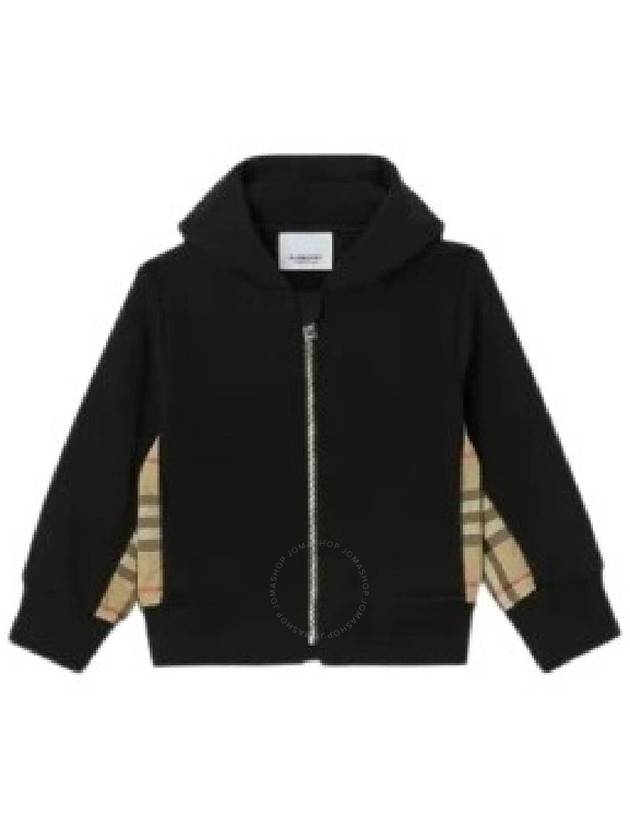 Burberry Boys Black Nolen Vintage Check Panel Cotton Hooded Top Size 2Y - BURBERRY - BALAAN 1