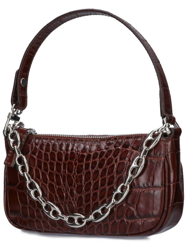 Mini Rachel Crocker Embossed Leather Shoulder Bag Nutella - BY FAR - BALAAN 3