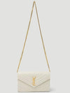 Monogram Matelasse Chain Shoulder Bag White - SAINT LAURENT - BALAAN 3