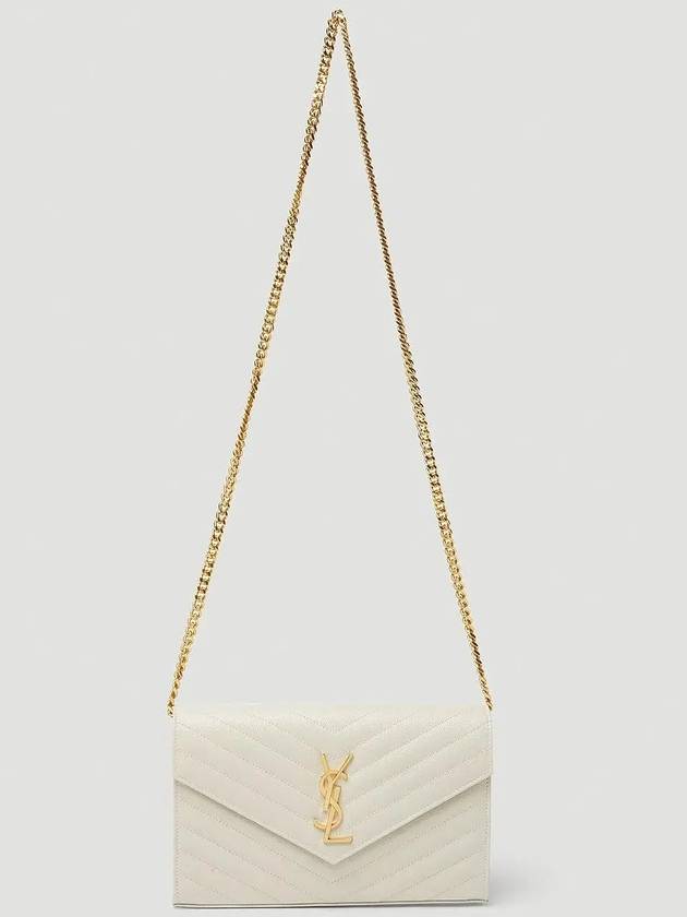 Monogram Matelasse Chain Shoulder Bag White - SAINT LAURENT - BALAAN 3