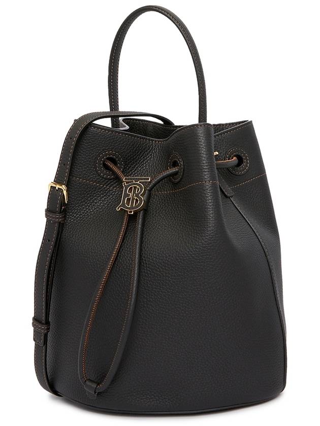 Small Grainy Leather TB Bucket Bag Black - BURBERRY - BALAAN 3