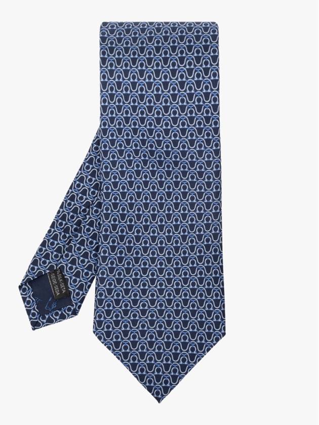 Gancini Print Silk Tie Blue Marine - SALVATORE FERRAGAMO - BALAAN 2