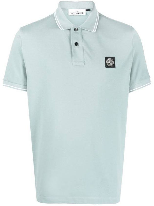 Men's Logo Patch Lining Short Sleeve PK Shirt Sky Blue - STONE ISLAND - BALAAN 1