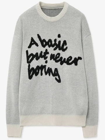 Slogan round knit sweater white - BLONDNINE - BALAAN 1