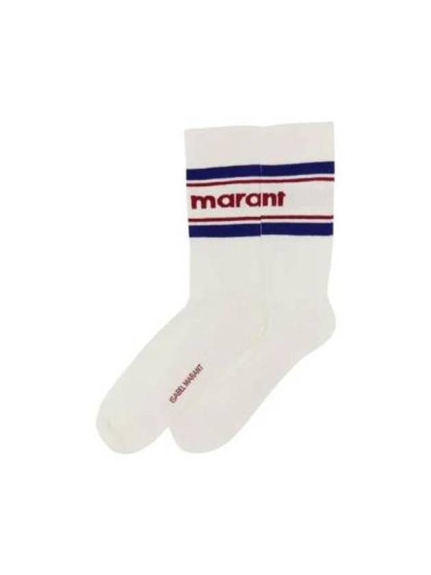 Dona Logo Print Socks White Navy - ISABEL MARANT - BALAAN 2