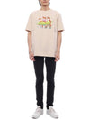 Surfing Foxes Logo Print Short Sleeve T-Shirt Beige - MAISON KITSUNE - BALAAN 4