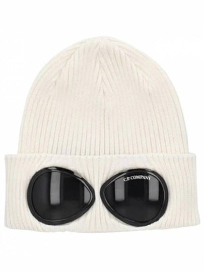 Goggle Detail Ribbed Beanie White - CP COMPANY - BALAAN 2