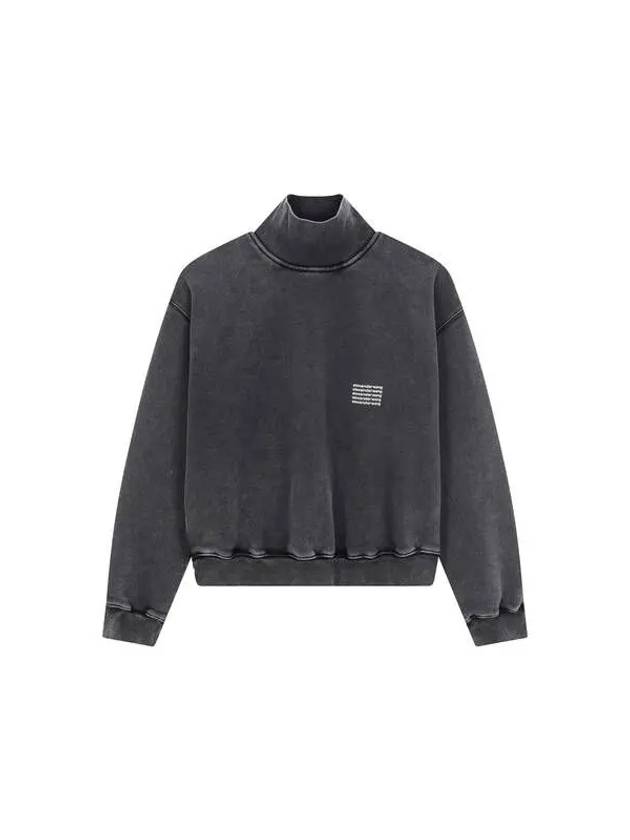 UNISEX Repeat Logo High Neck Sweatshirt Washed Black - ALEXANDER WANG - BALAAN 1