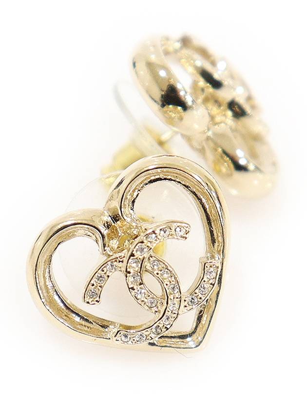 23C ABA103 light gold heart crystal CC logo earrings - CHANEL - BALAAN 5