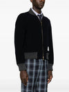 Fleece Stripe Wool Bomber Jacket Navy - THOM BROWNE - BALAAN 5