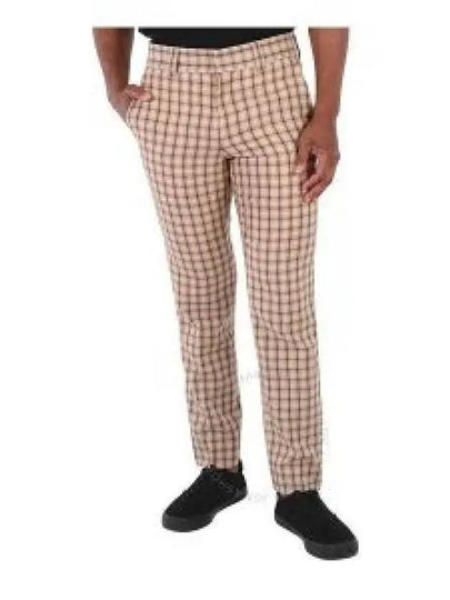 Men's Gingham Check Wool Straight Pants Beige Brown - BURBERRY - BALAAN 2