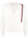 RWB Striped Intarsia Cotton Cardigan White - THOM BROWNE - BALAAN 2