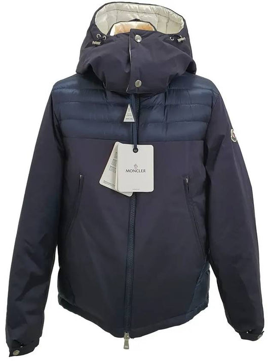 Men's Deferre Logo Hooded Jacket Navy - MONCLER - BALAAN 2