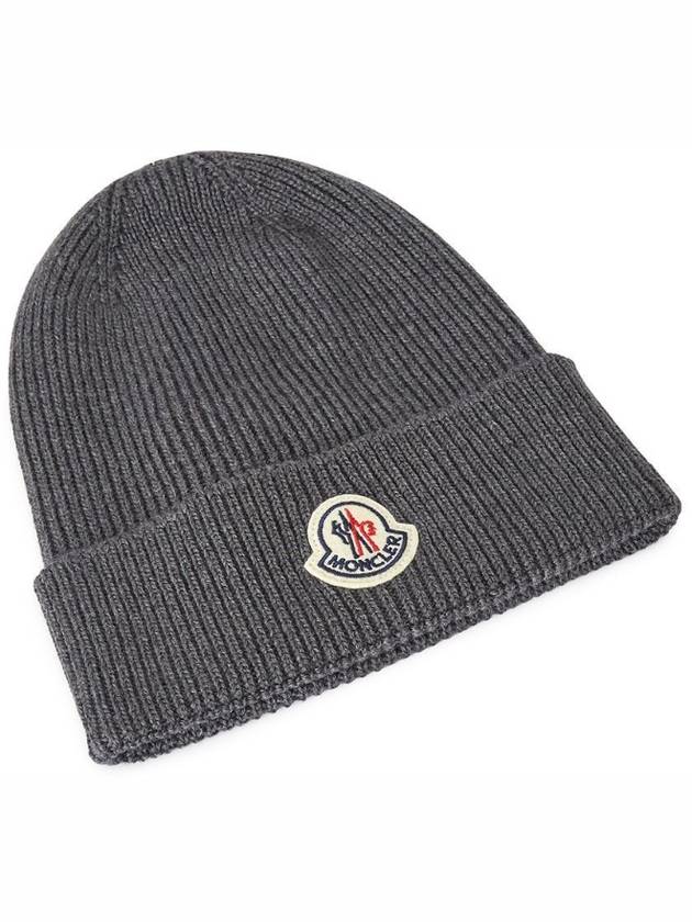 BERRETTO TRICOT Wool Beanie Charcoal 3B70500 A9342 998 - MONCLER - BALAAN 3