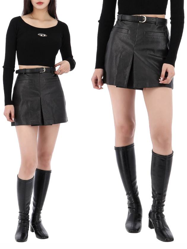 Leather Mini H Line Skirt Black - SELF PORTRAIT - BALAAN 2