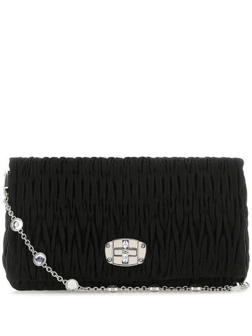 Women's Crystal Satin Cross Bag Black - MIU MIU - BALAAN 1