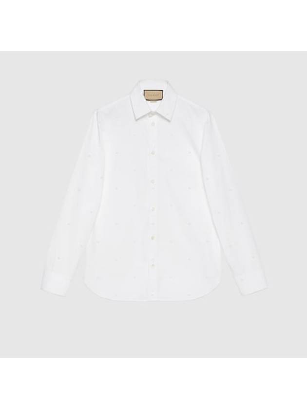 Mini Interlocking G Dot Long Sleeve Shirt White - GUCCI - BALAAN 1