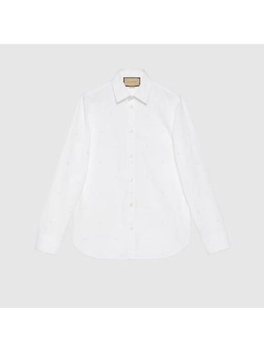 Mini Interlocking G Dot Long Sleeve Shirt White - GUCCI - BALAAN 1