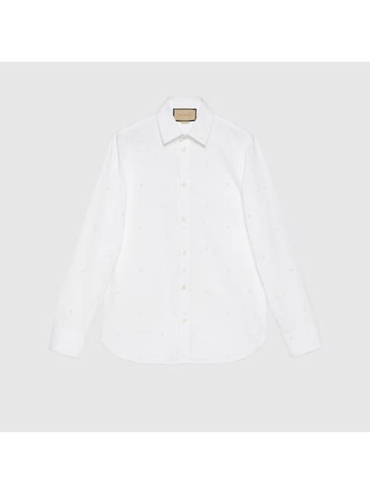 Mini Interlocking G Dot Long Sleeve Shirt White - GUCCI - BALAAN 1