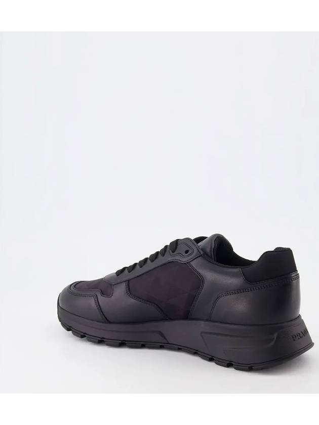 Leather Re-Nylon High Top Sneakers Black - PRADA - BALAAN 3