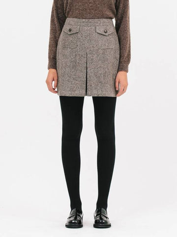 Pocket Wool Short A-Line Skirt Grey - JUN BY JUN K - BALAAN 1