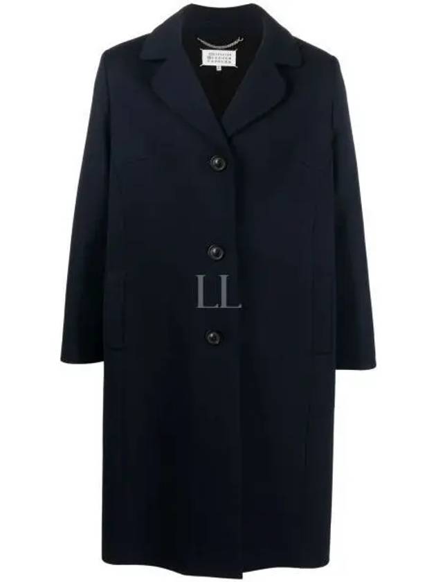 Signature Stitch Wool Single Coat Navy - MAISON MARGIELA - BALAAN 2