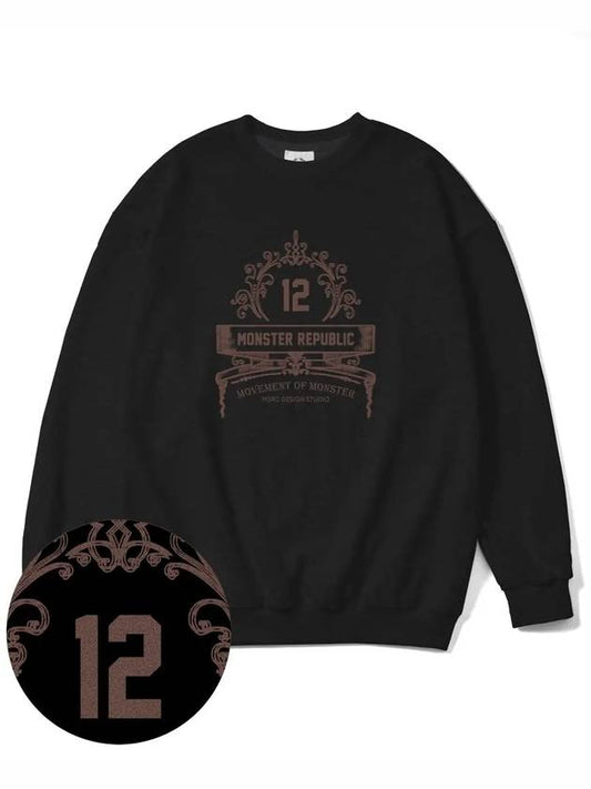 Modelo Coffee Brown Overfit Sweatshirt Black - MONSTER REPUBLIC - BALAAN 1