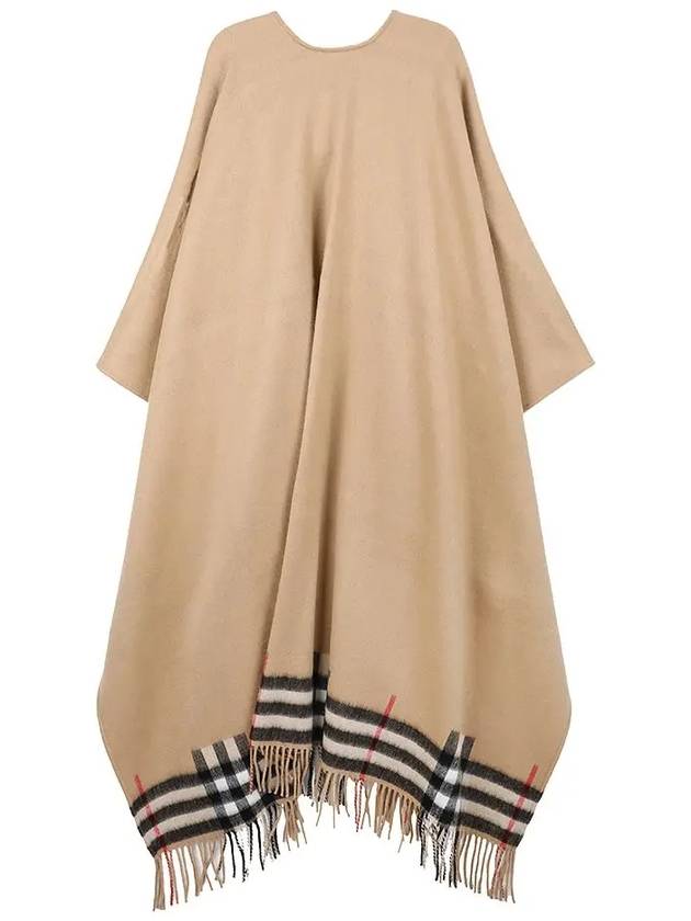 Check Cashmere Wool Cape Beige - BURBERRY - BALAAN 3