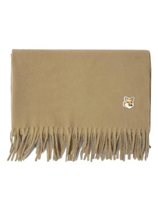 Small Fox Head Patch Wool Muffler Beige - MAISON KITSUNE - BALAAN 2