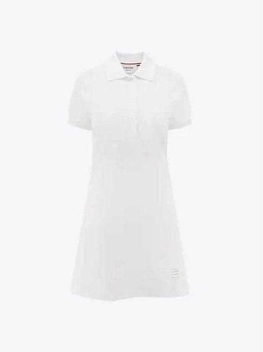 Women's Logo Patch Tennis Flare Short Dress White - THOM BROWNE - BALAAN 2