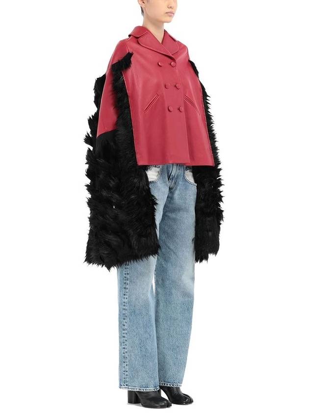 Maison Margiela Faux Fur Trimmed Leather Cape Jacket - MAISON MARGIELA - BALAAN 3