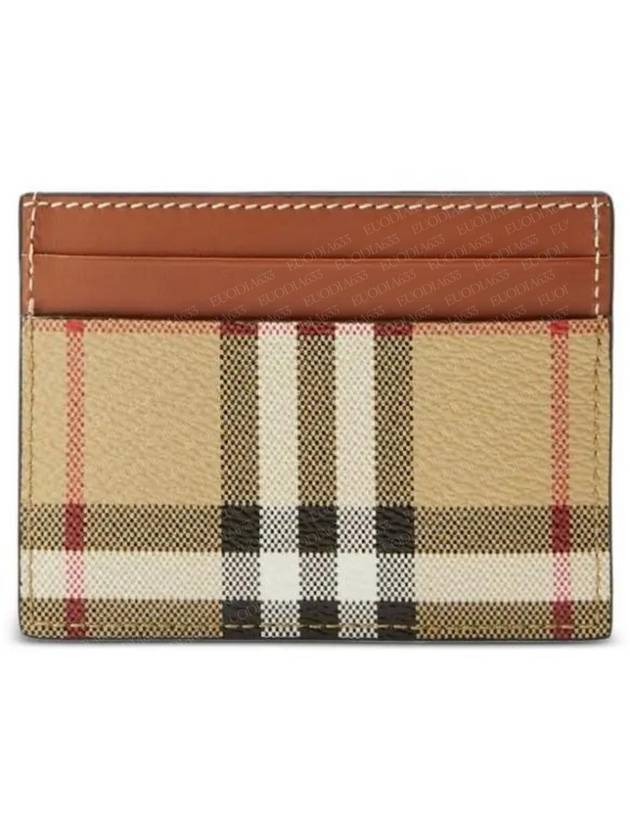 Check Print Leather Card Holder Beige - BURBERRY - BALAAN 4