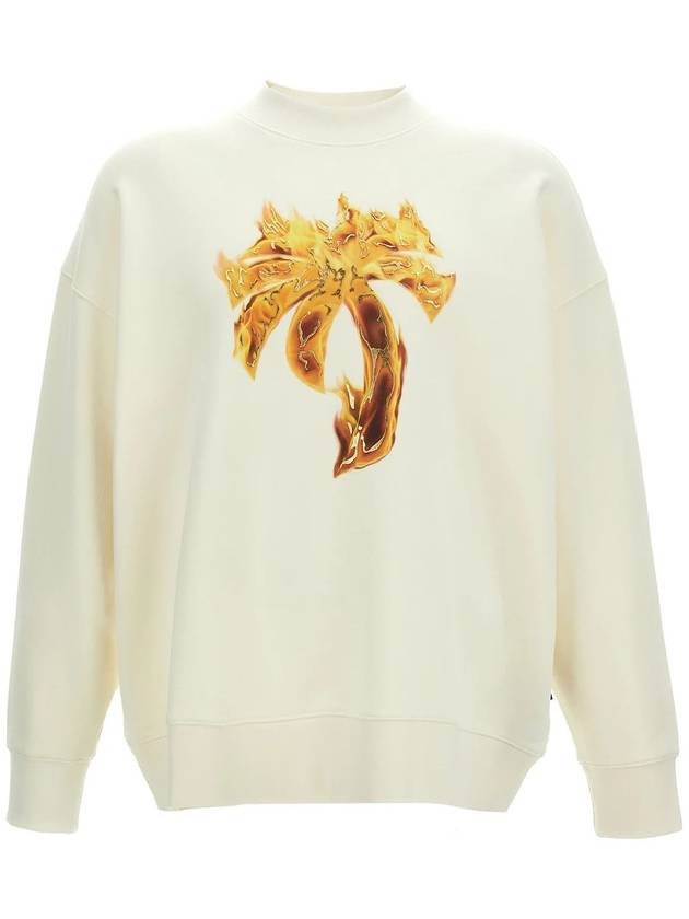 Palm Angels Burning Crew Neck Sweatshirt Off White - PALM ANGELS - BALAAN 2