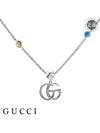 GG Marmont Double Pendant Necklace YBB527399001 Silver Blue - GUCCI - BALAAN 2