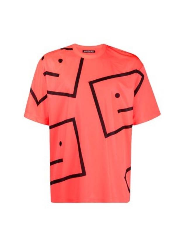 All Over Face Crew Neck Short Sleeve T-Shirt Pink - ACNE STUDIOS - BALAAN 1