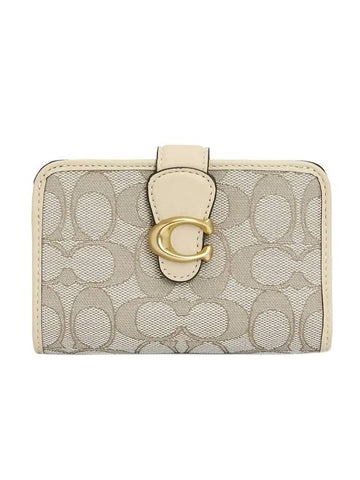 Women's Tabby Signature Jacquard Medium Wallet Stone Ivory - COACH - BALAAN 1