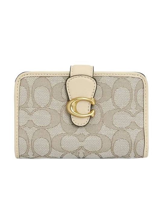 Women's Tabby Signature Jacquard Medium Wallet Stone Ivory - COACH - BALAAN.